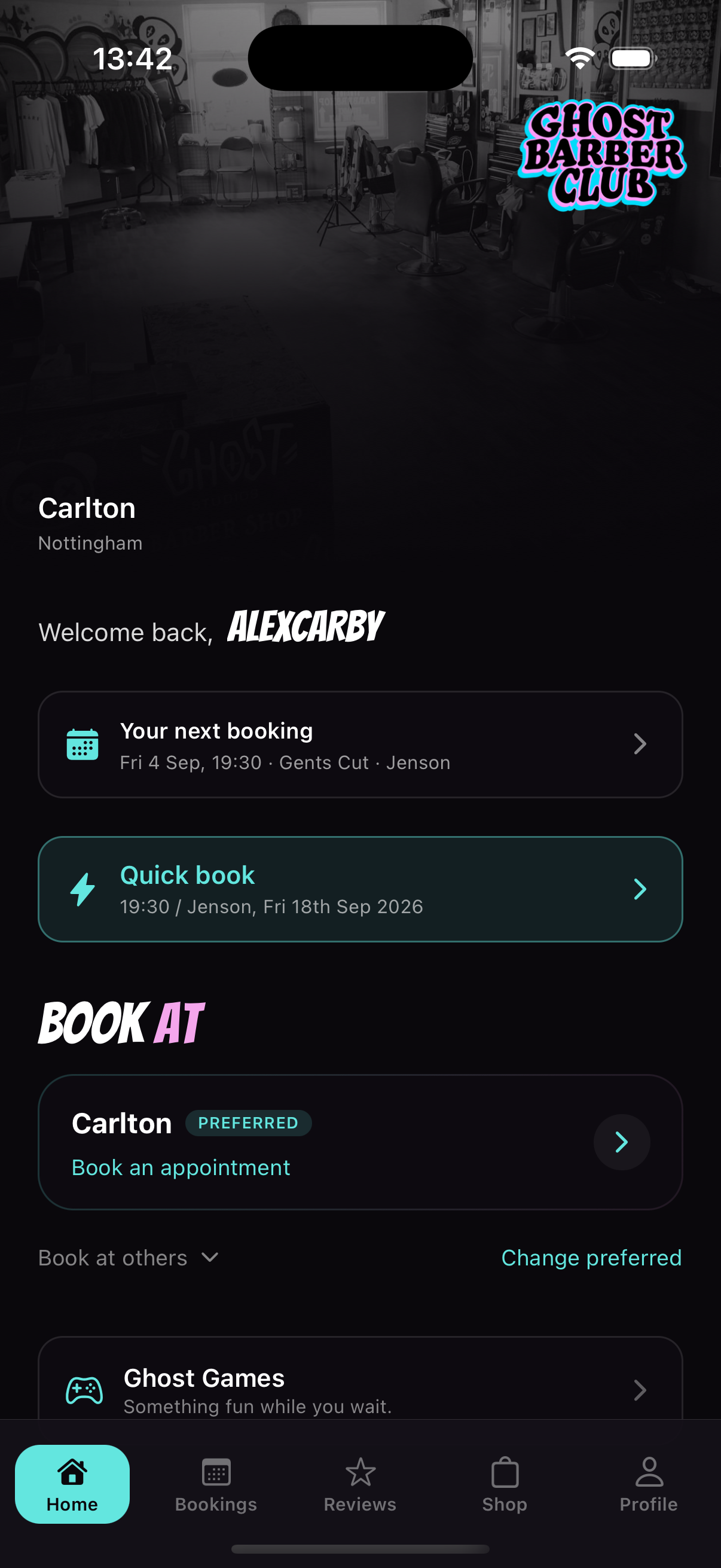 Ghost Barber Club app screenshot